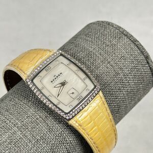 Skagen Watch Women 27mm Pave Bezel MOP Dial Silver Tone Slim New Battery